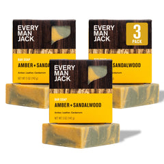 Every Man Jack cold process soap closeup highlighting subtle amber sandalwood scent