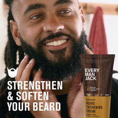 Crème épaississante barbe Every Man Jack application rapide sans résidu gras.