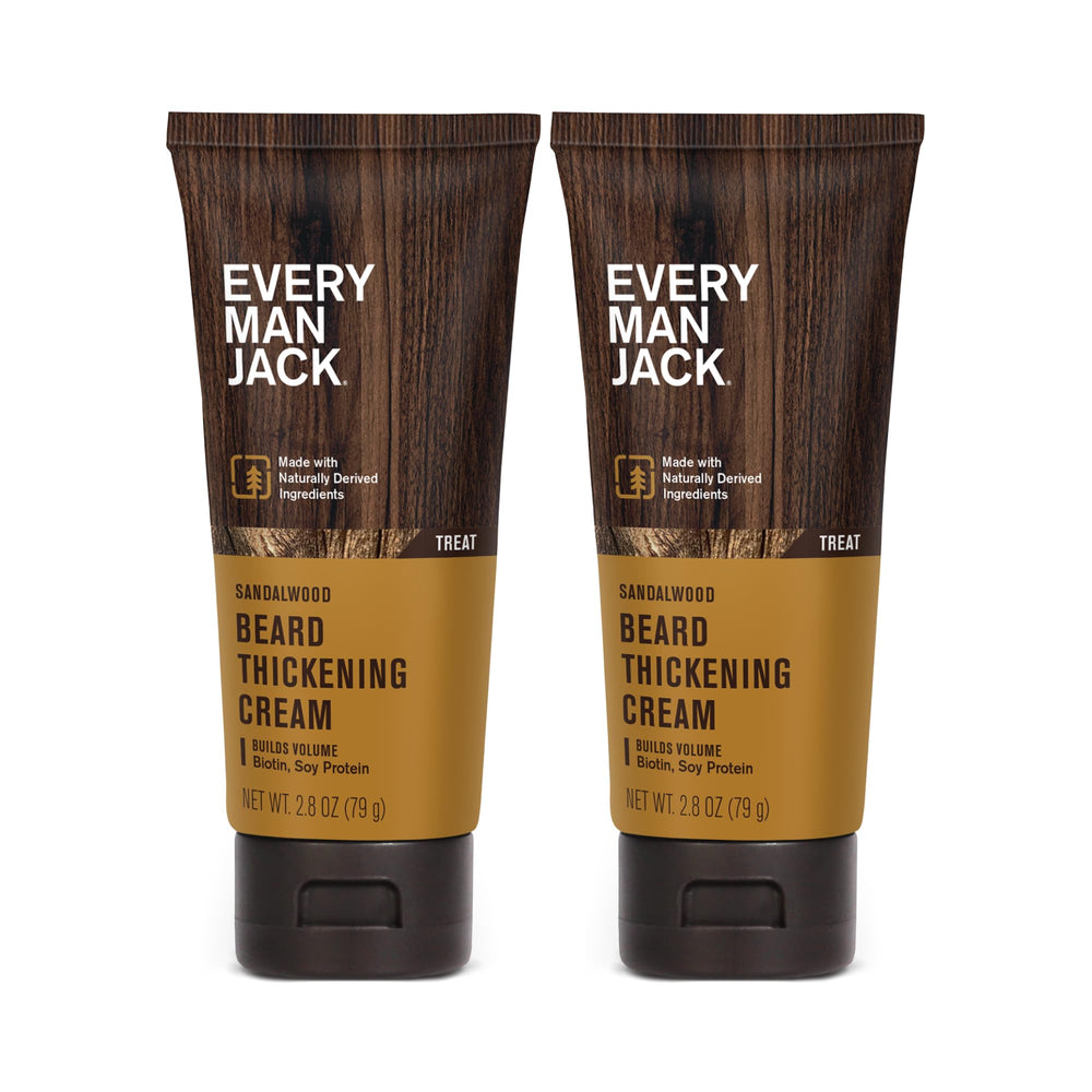 Every Man Jack crème épaisse barbe bouteille avec texture naturelle et sans résidu.