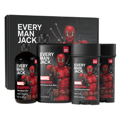 Gel douche Deadpool Every Man Jack, parfum frais pour une propreté durable.