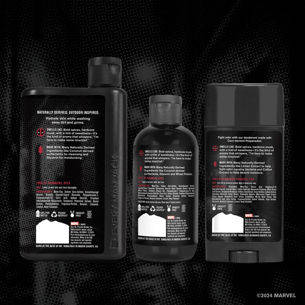 Senteur musquée et épicée Deadpool, parfum durable et accrocheur.