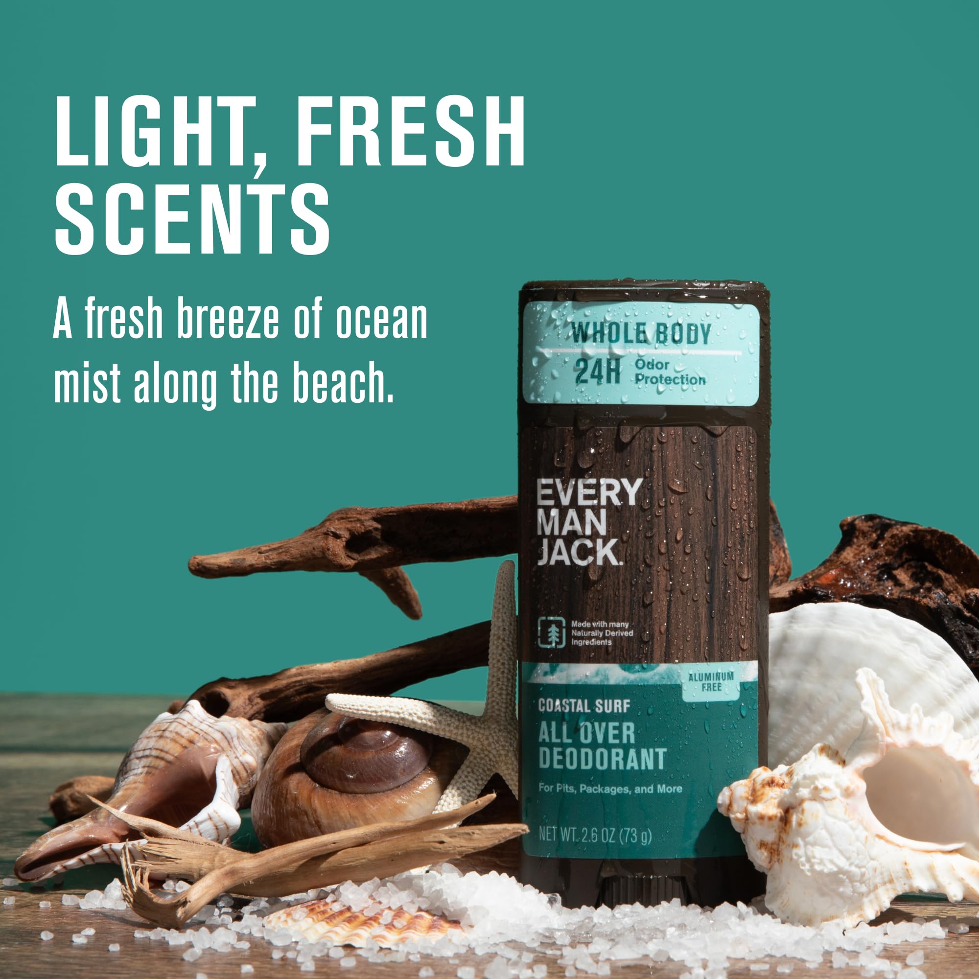 Texture crème légère, Every Man Jack All Over Déodorant Coastal Surf, absorption rapide.