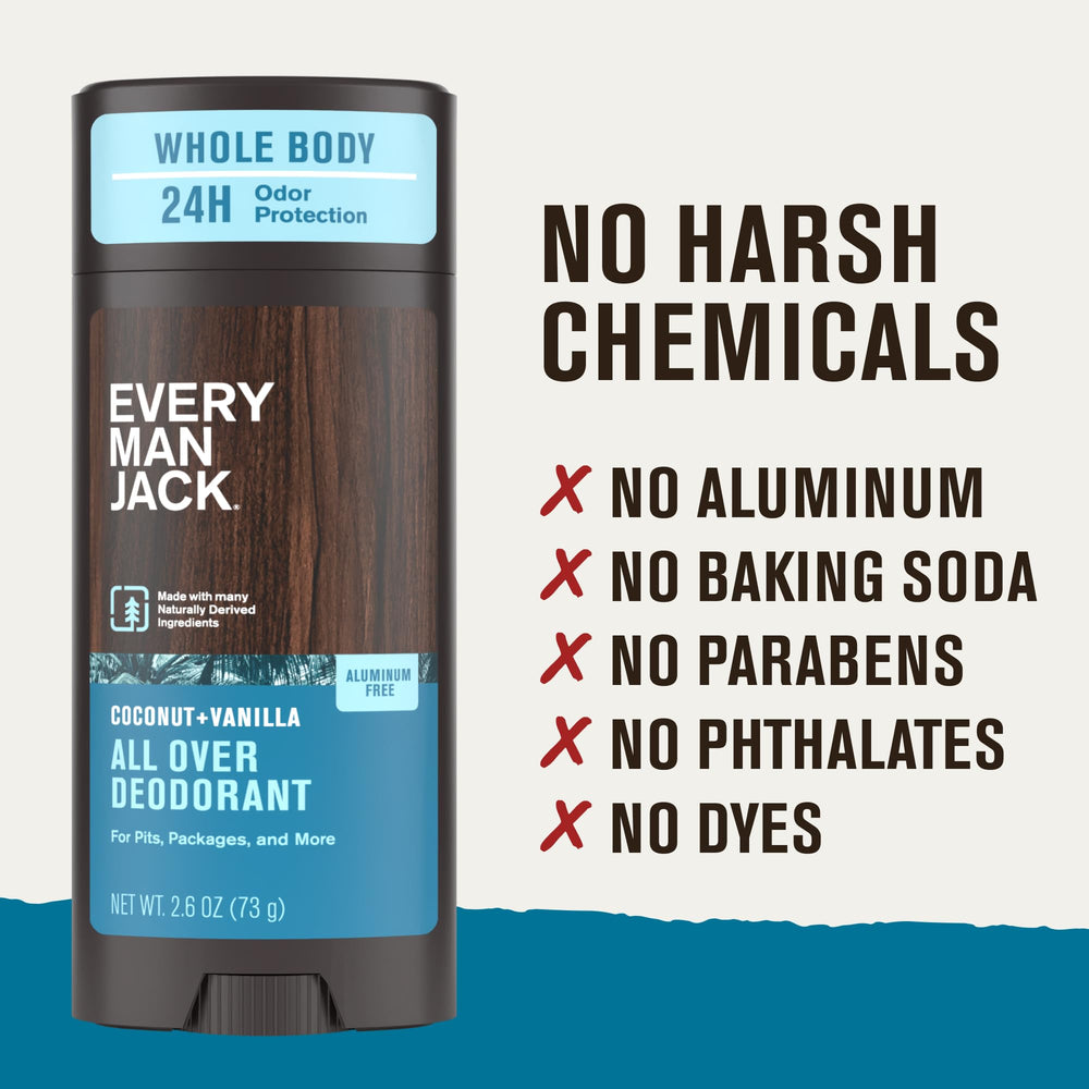 Routine masculine pratique avec le déodorant tout-corps coco vanille.