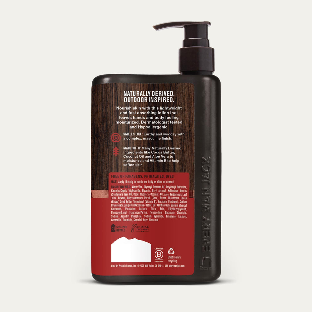 Every Man Jack: packaging durable et fabriqué aux États-Unis.