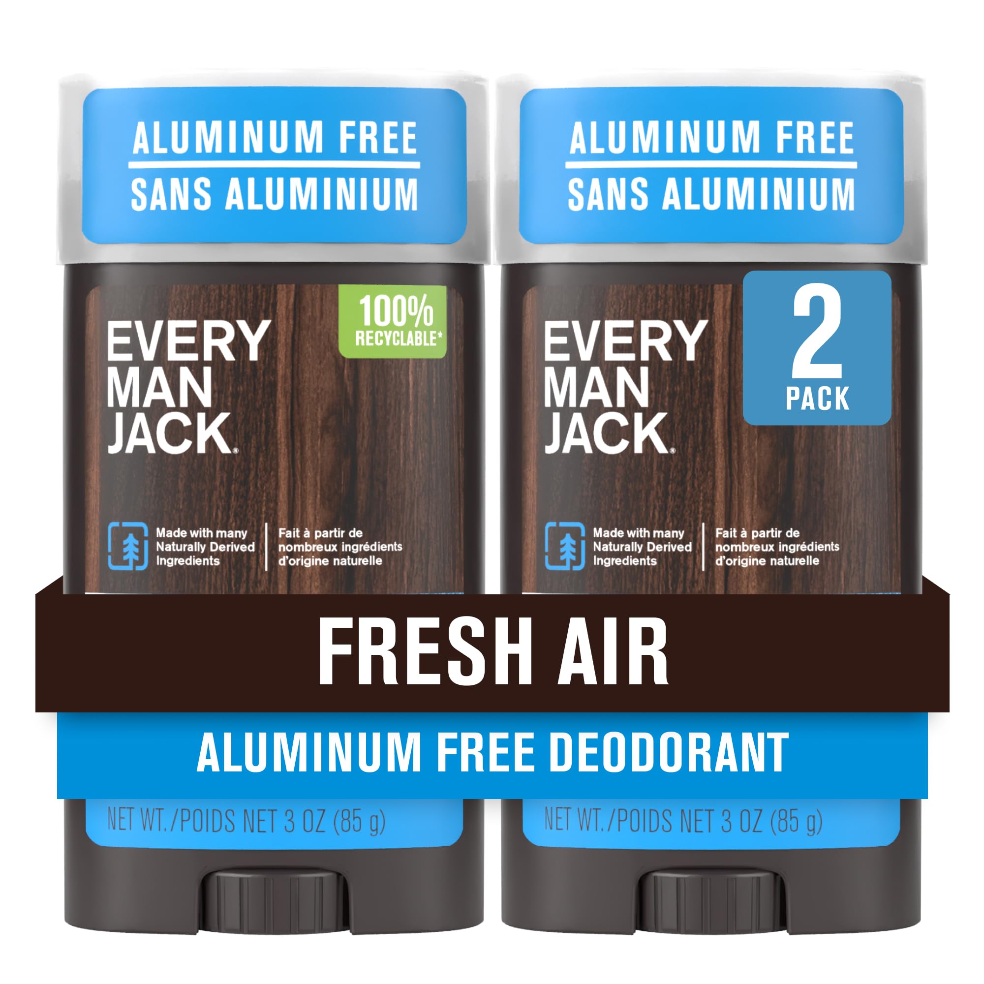 Every Man Jack Fresh Air stick: déodorant solide à protection durable sans aluminium.
