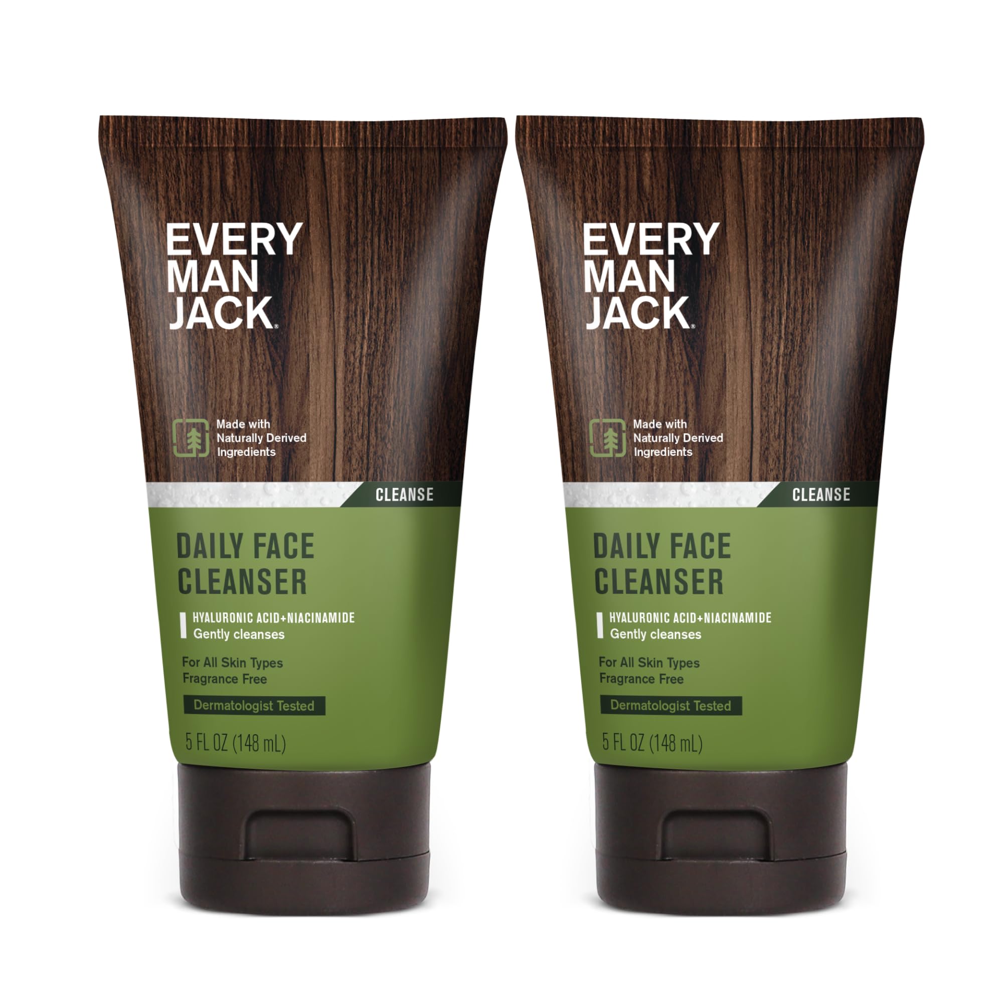 Every Man Jack Hydrating Face Wash two-pack bottles viewed from the side for daily cleansing