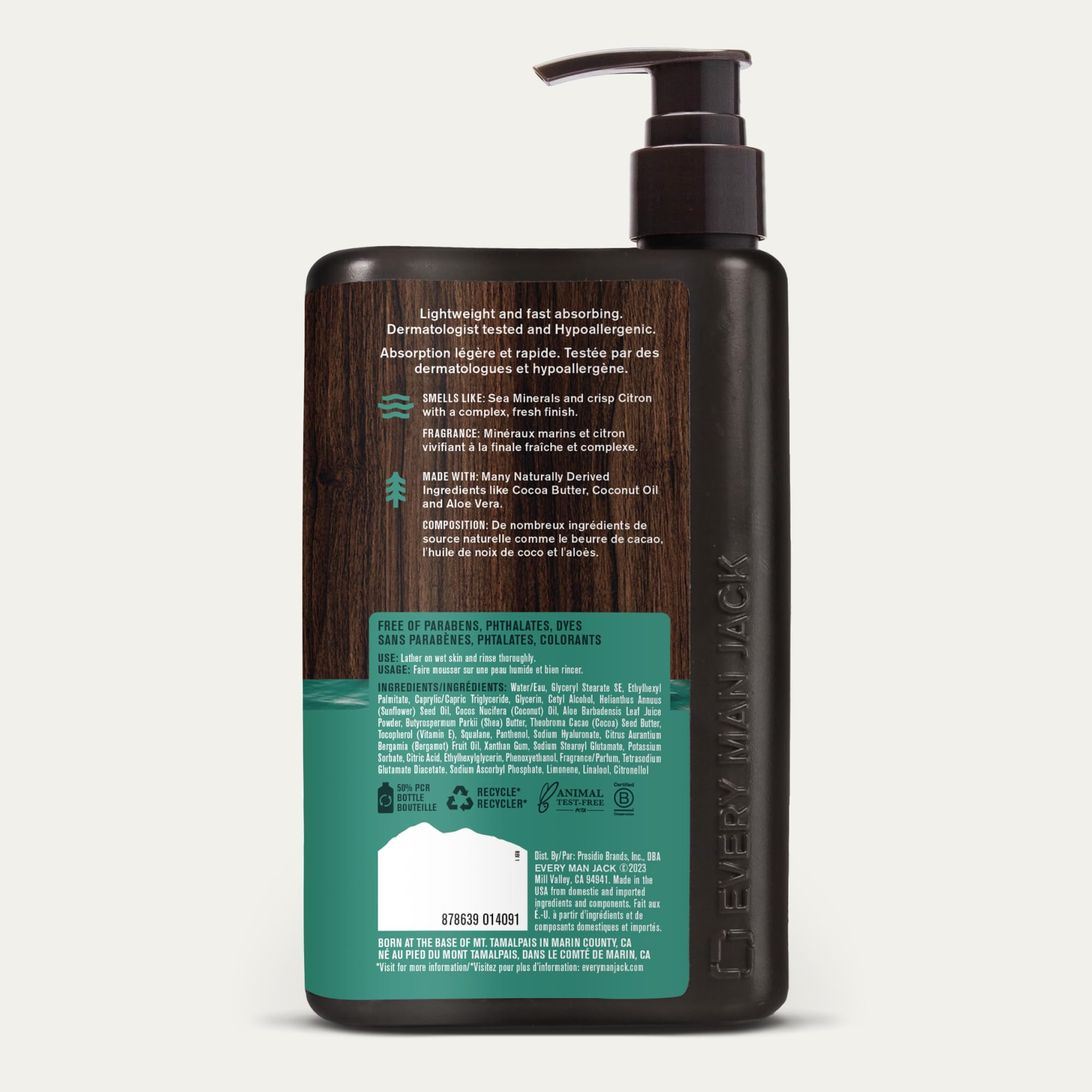 Texture légère de la lotion Every Man Jack qui pénètre rapidement