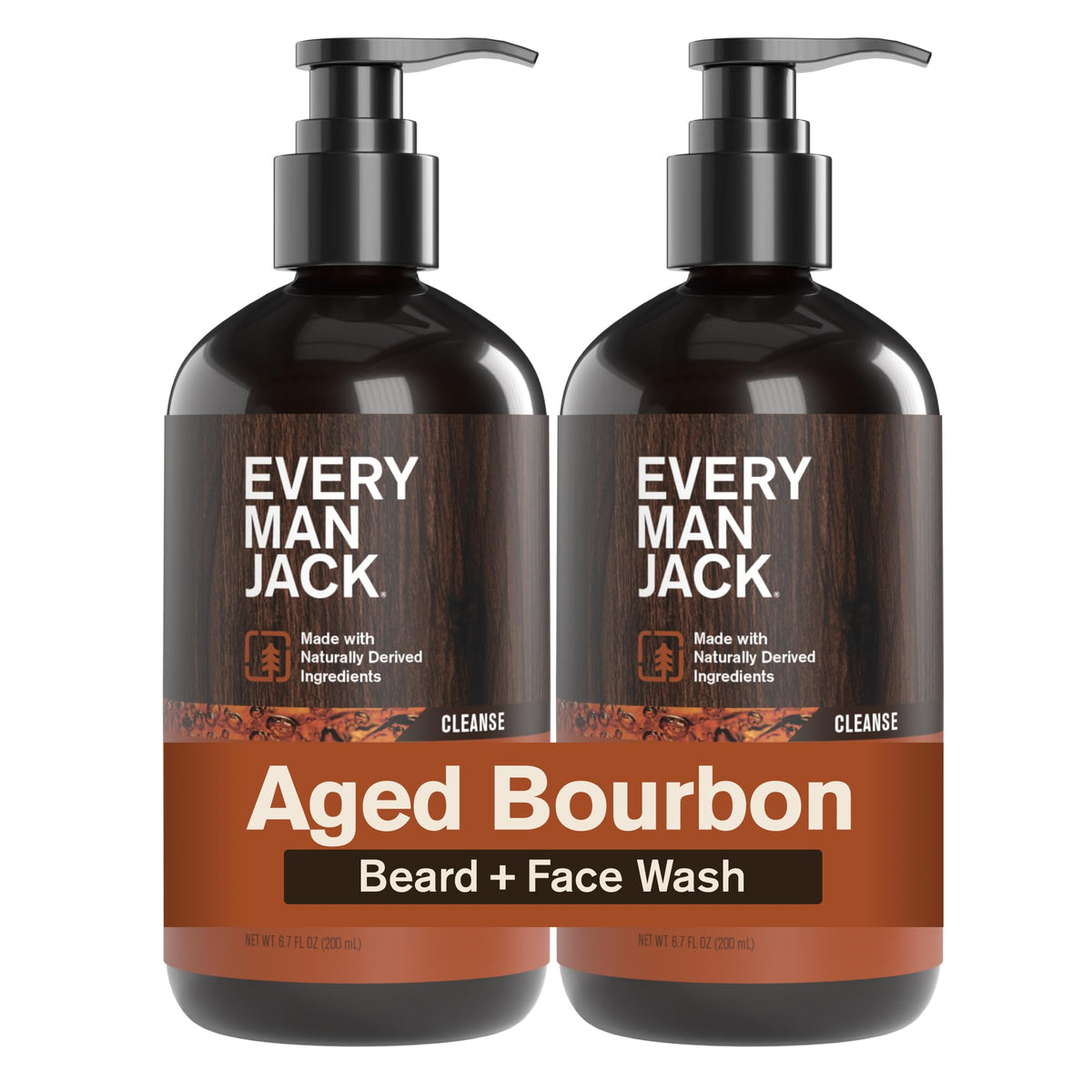 Every Man Jack nettoie barbe et visage avec mousse légère et parfum bourbon subtil.