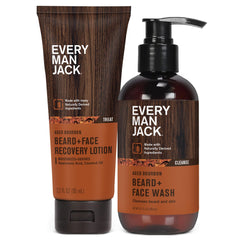 Every Man Jack nettoyant barbe et visage bourbon vieilli, nettoie en douceur et apaise peau et poils.