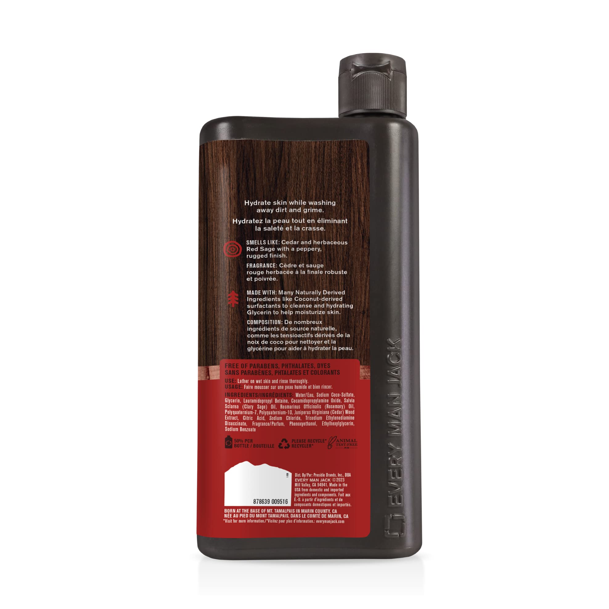 Every Man Jack – peau tous types, gel douche adapté à tous les types de peau.