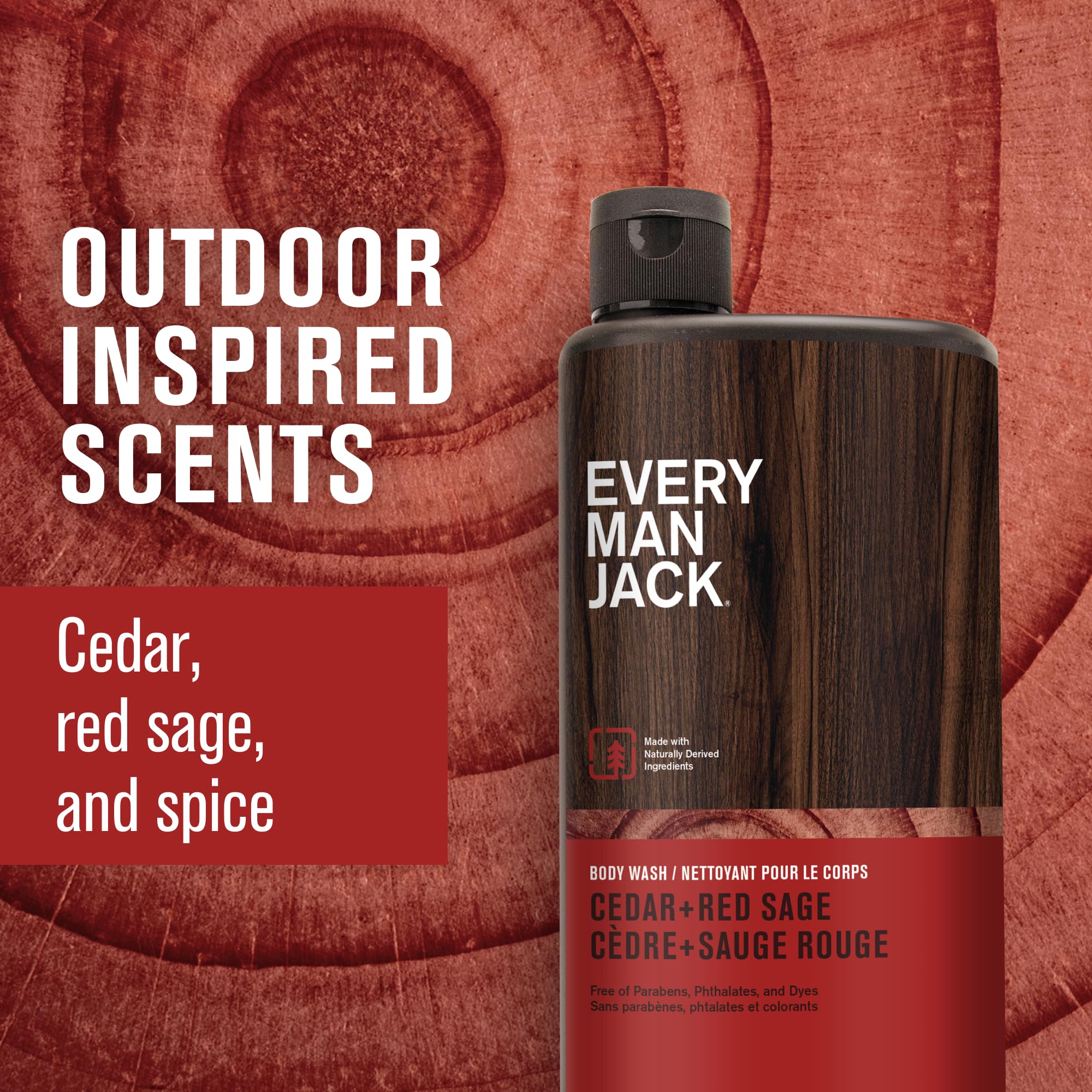 Every Man Jack – pompe-douche cèdre-sauge rouge, nettoyage pratique et efficace.
