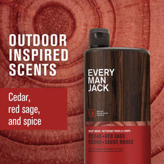 Every Man Jack – pompe-douche cèdre-sauge rouge, nettoyage pratique et efficace.
