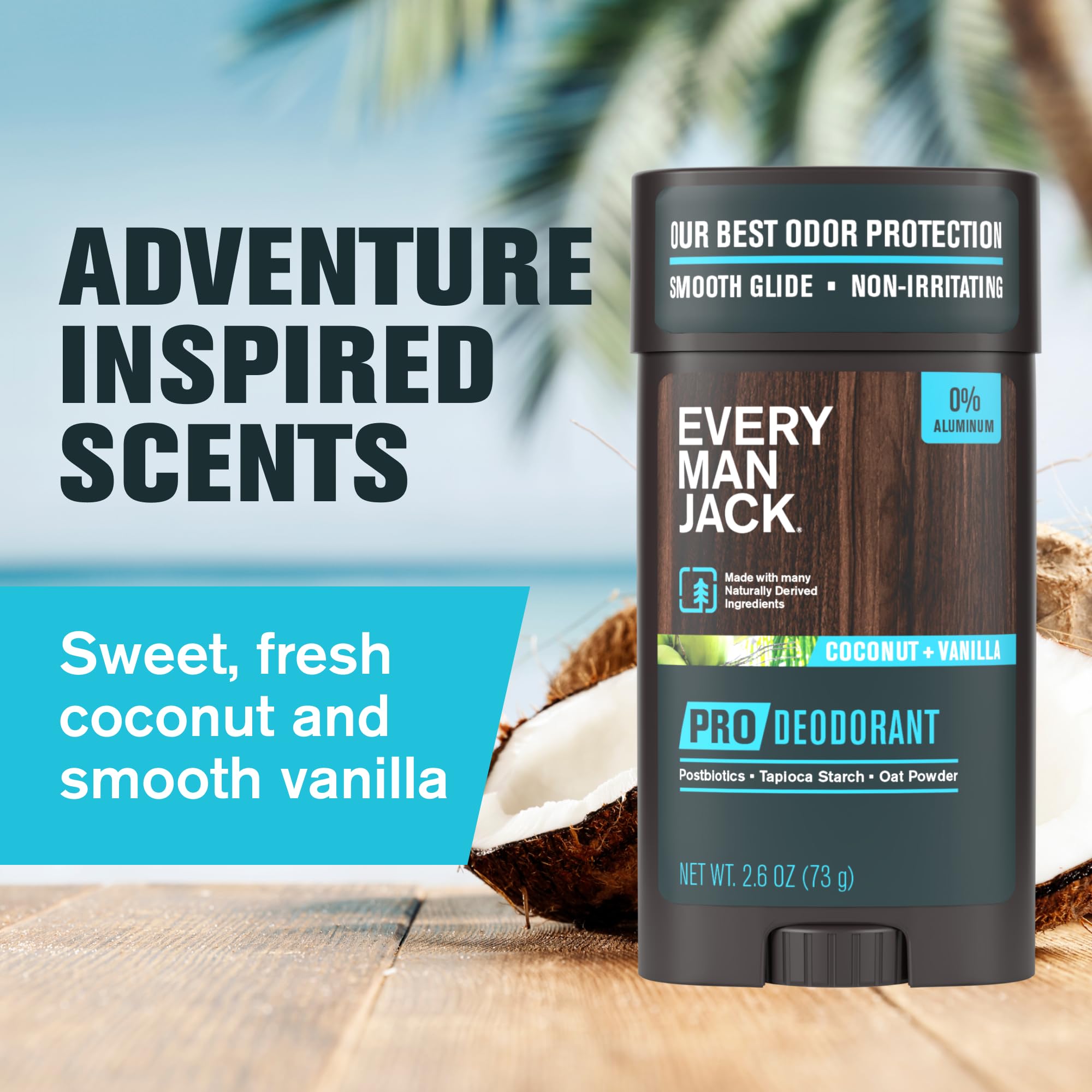 Every Man Jack Déodorant Pro – amidon de tapioca absorbant l'humidité.