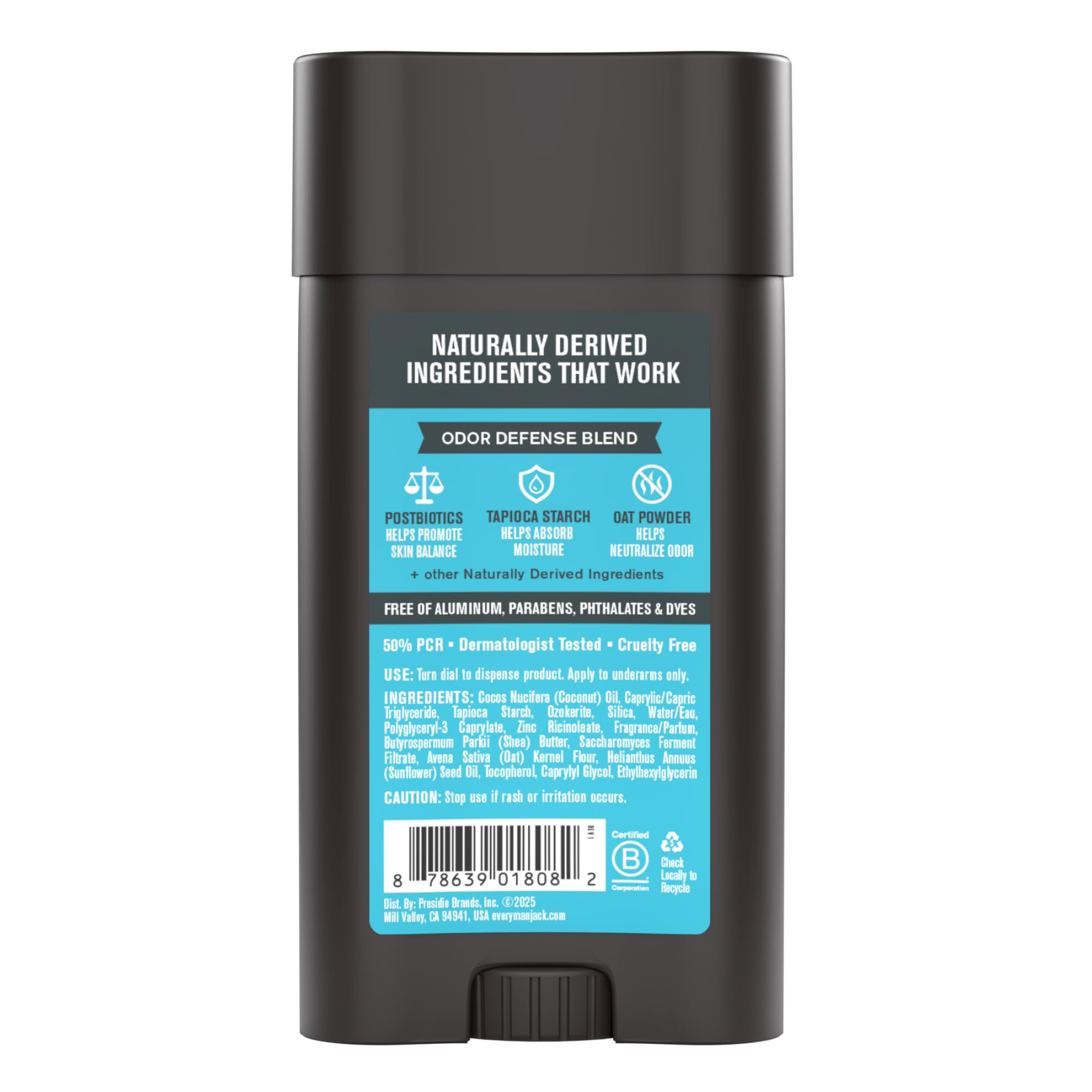 Every Man Jack Déodorant Pro – design masculin et emballage recyclable.