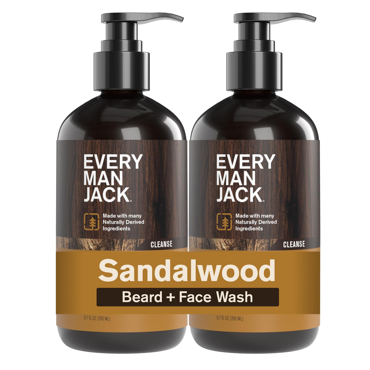 Every Man Jack sandalwood beard wash front bottle ideal for daily cleansing