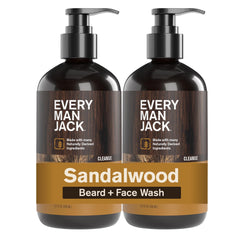 Every Man Jack sandalwood beard wash front bottle ideal for daily cleansing