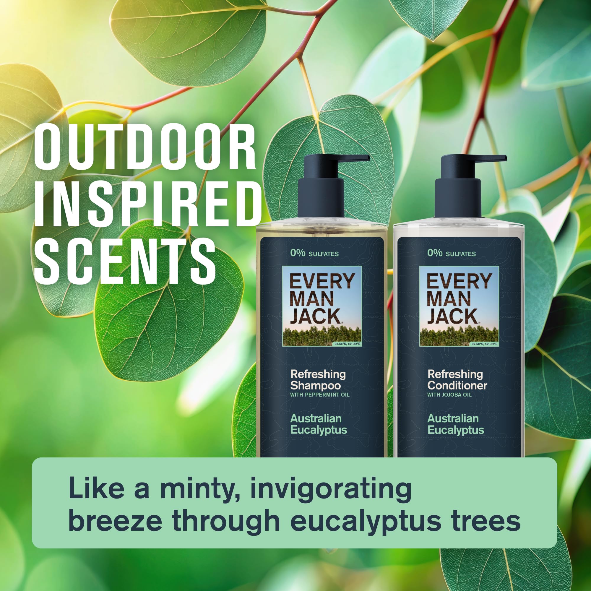 Étiquette sans sulfates sur le flacon Every Man Jack, douceur quotidienne.