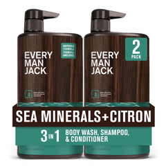 Every Man Jack Sea Minerals Citron — bouteille 3-en-1 pour hydratation et propreté quotidienne.