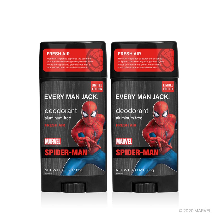 Every Man Jack Spider-Man Déodorant 3 onces twin pack : rangement pratique pour voyages.
