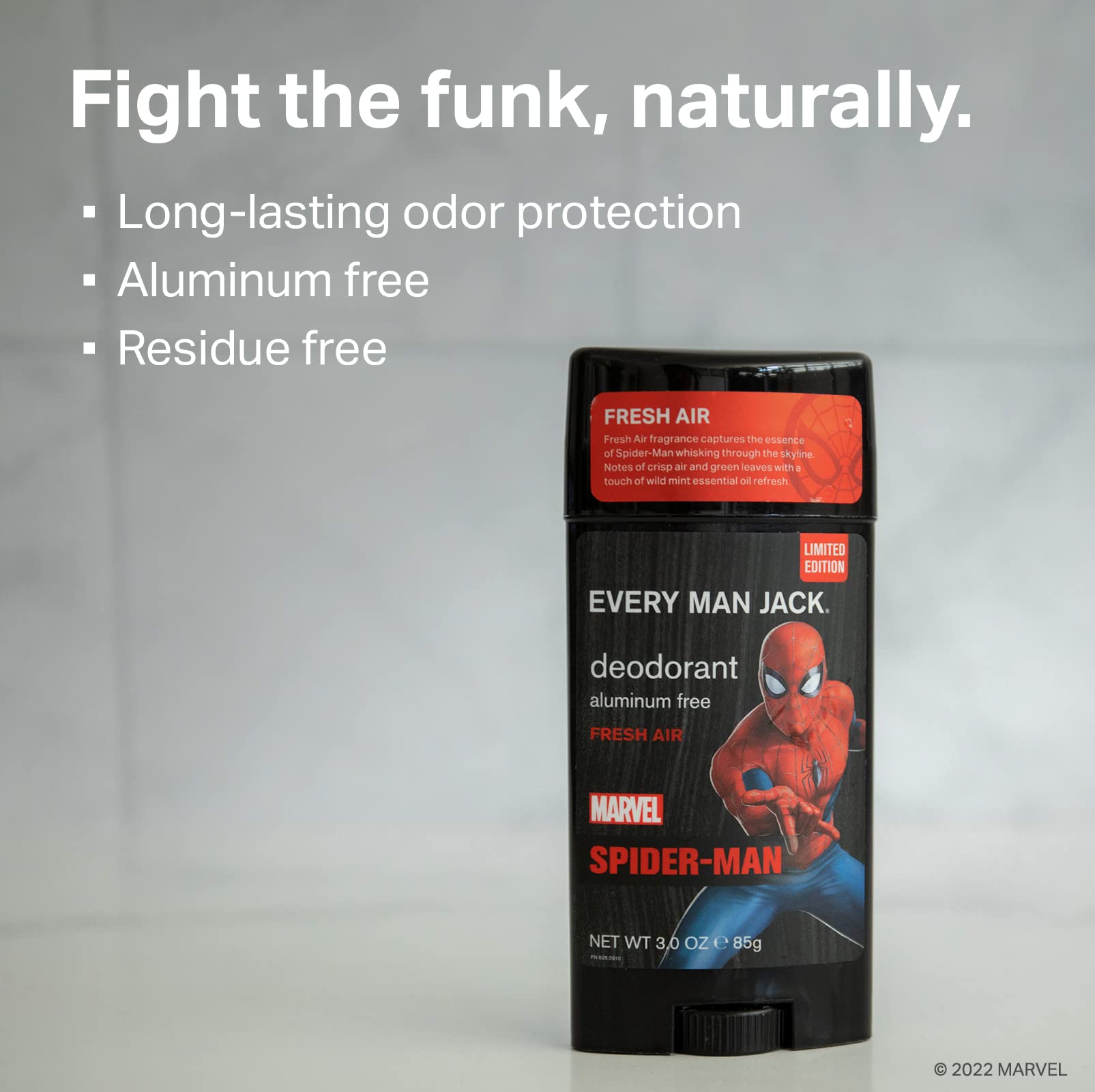 Every Man Jack Spider-Man Déodorant bâton application : facile à appliquer sous les bras.