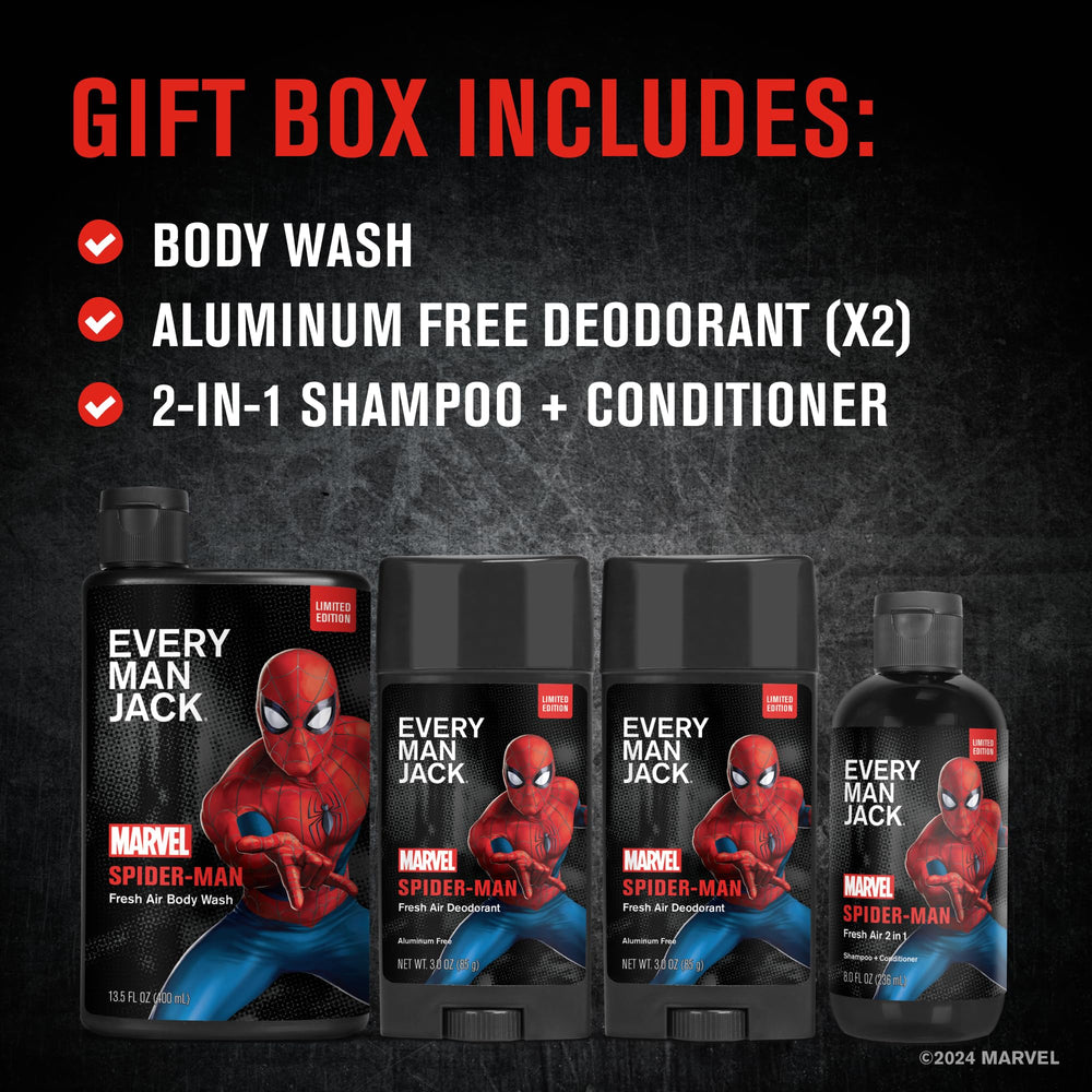 Every Man Jack shampooing Spider-Man: nettoyage énergisant pour cheveux.