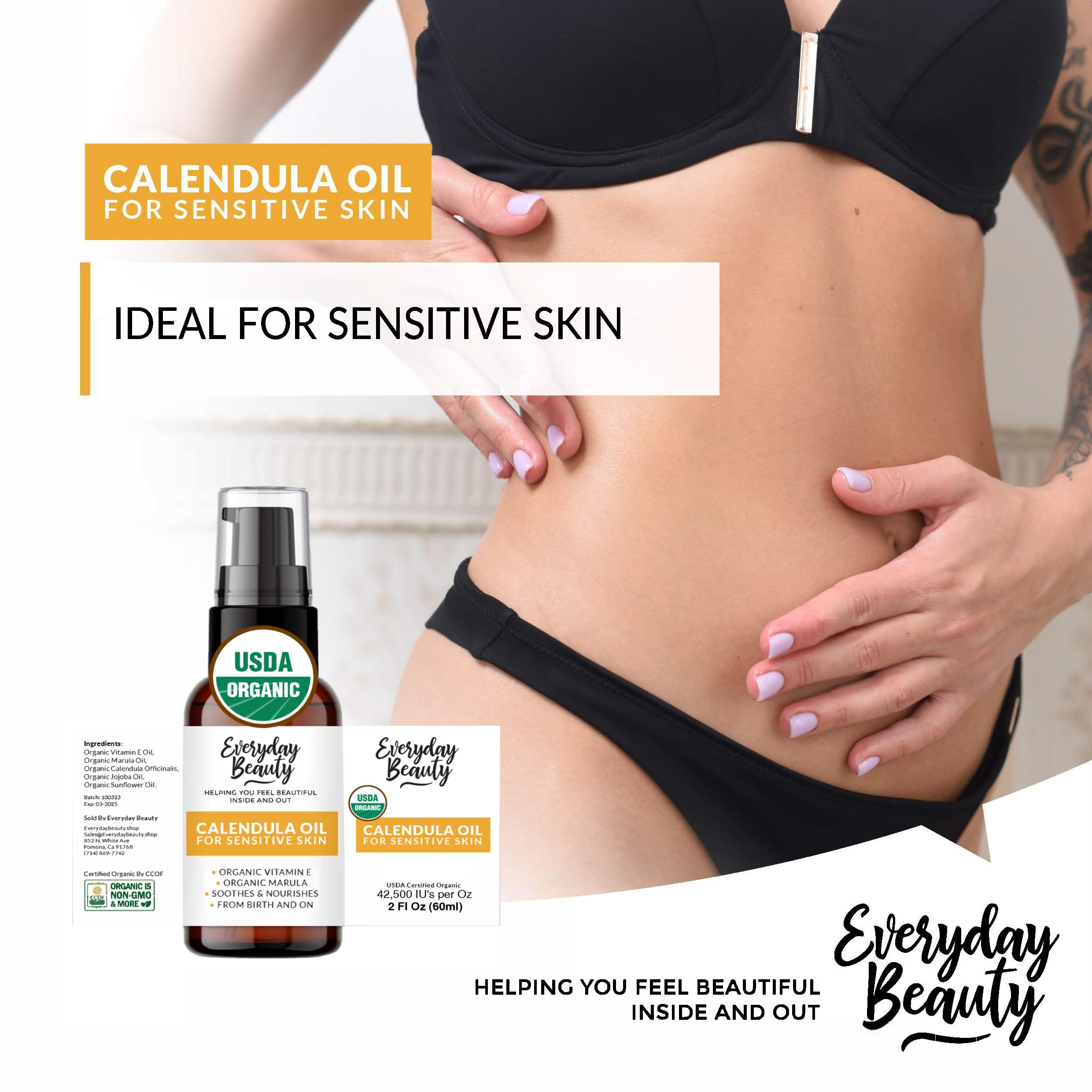 Everyday Beauty calendula oil application drops for face and body use