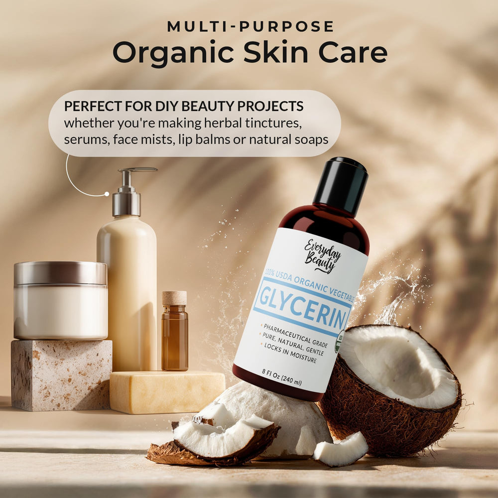 Everyday Beauty glycérine: usage cosmétique maison pour peau et cheveux.