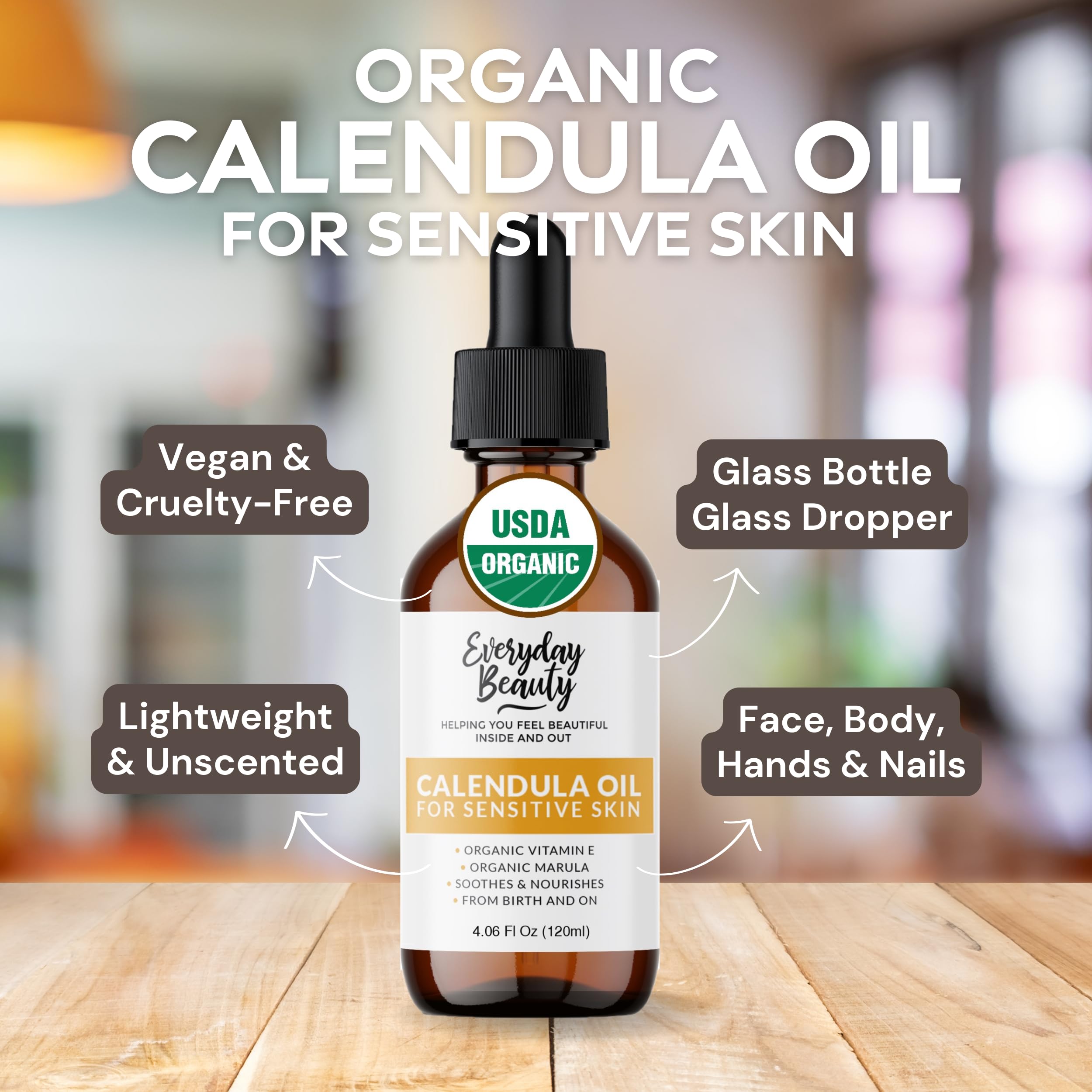 Utilisation visage et corps, soin polyvalent Everyday Beauty Calendula.