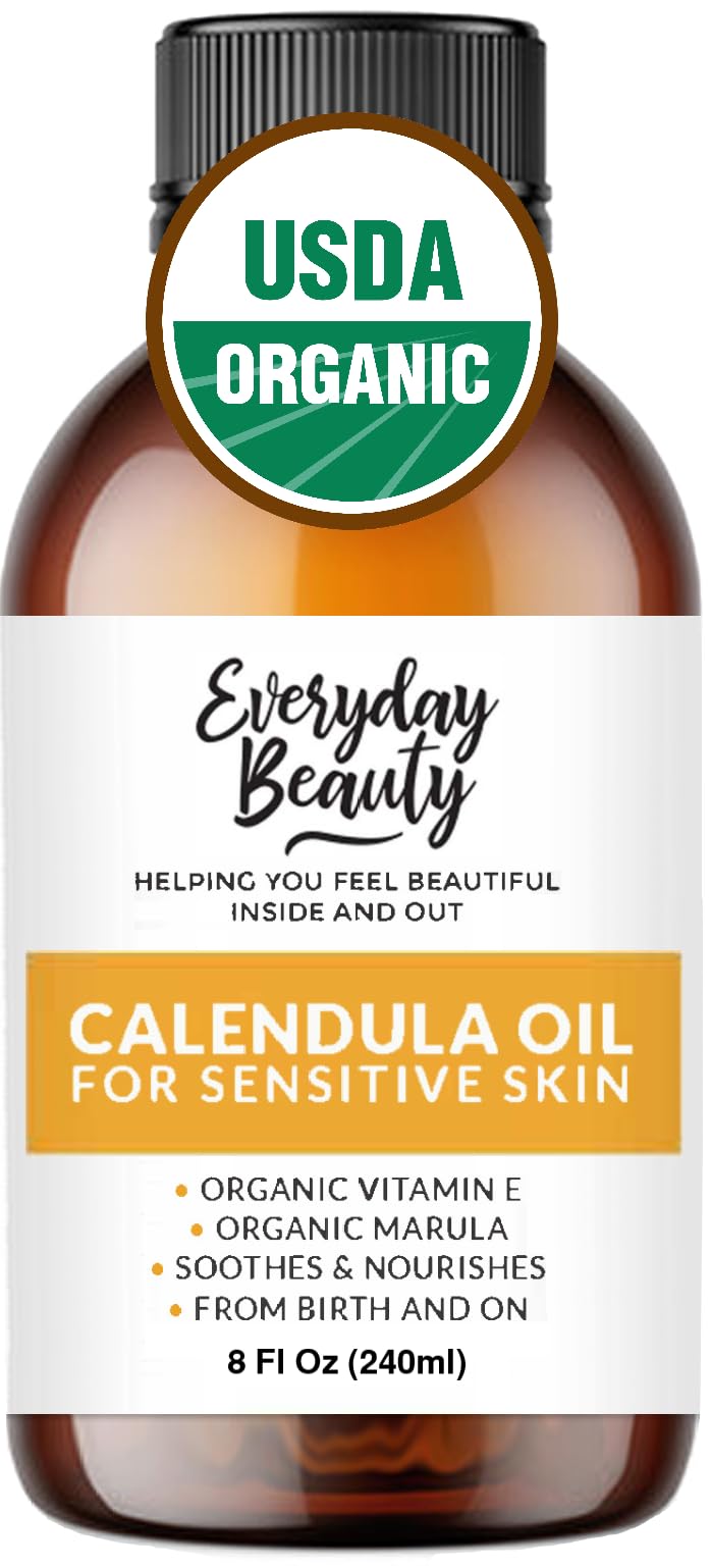 Everyday Beauty huile calendule biologique pour le visage, hydratation douce et apaisante.