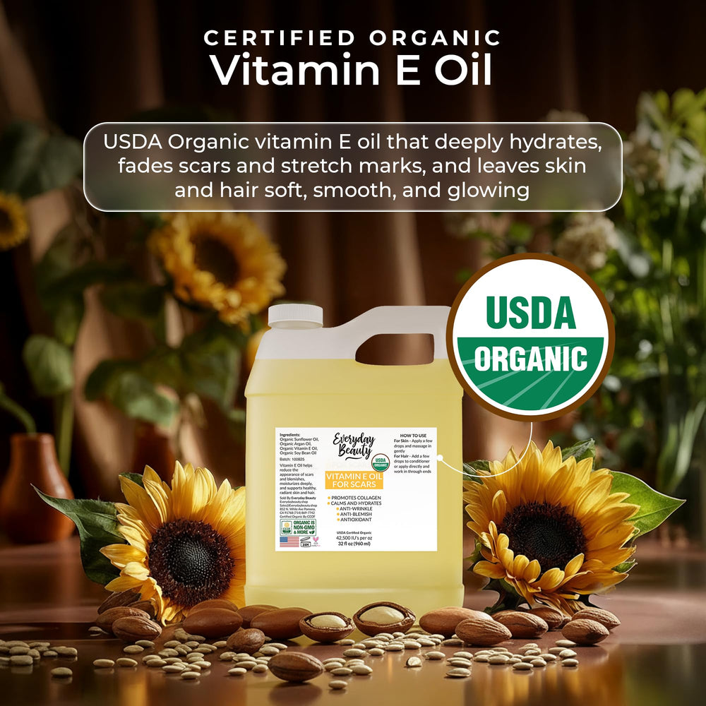 Everyday Beauty huile vitamine E bio – compte-gouttes pour application précise sur le visage.