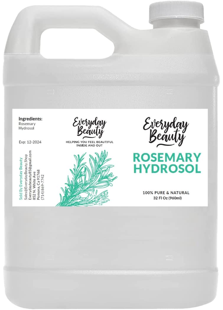 Everyday Beauty Rosemary Hydrosol, bouteille 32 oz, soin visage rafraîchissant et naturel.