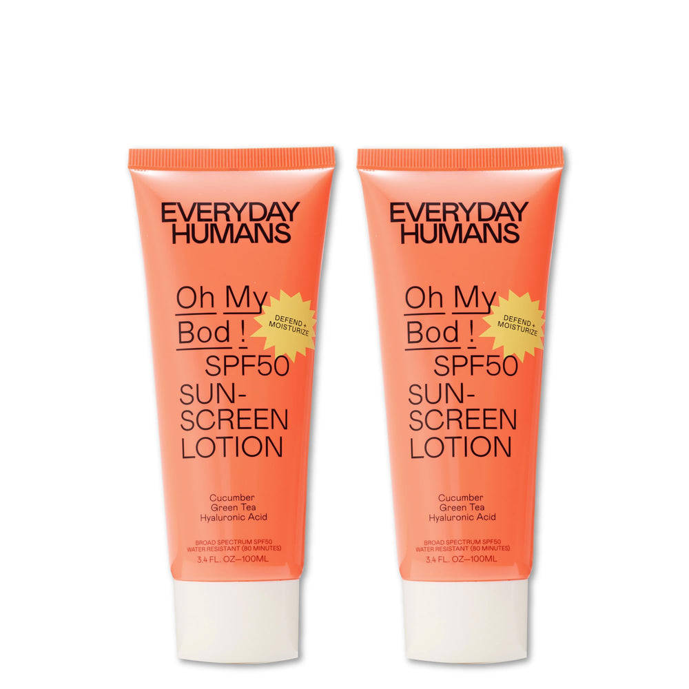 Oh My Bod SPF50 Everyday Humans – bouteille visage et corps, protection pratique et légère.