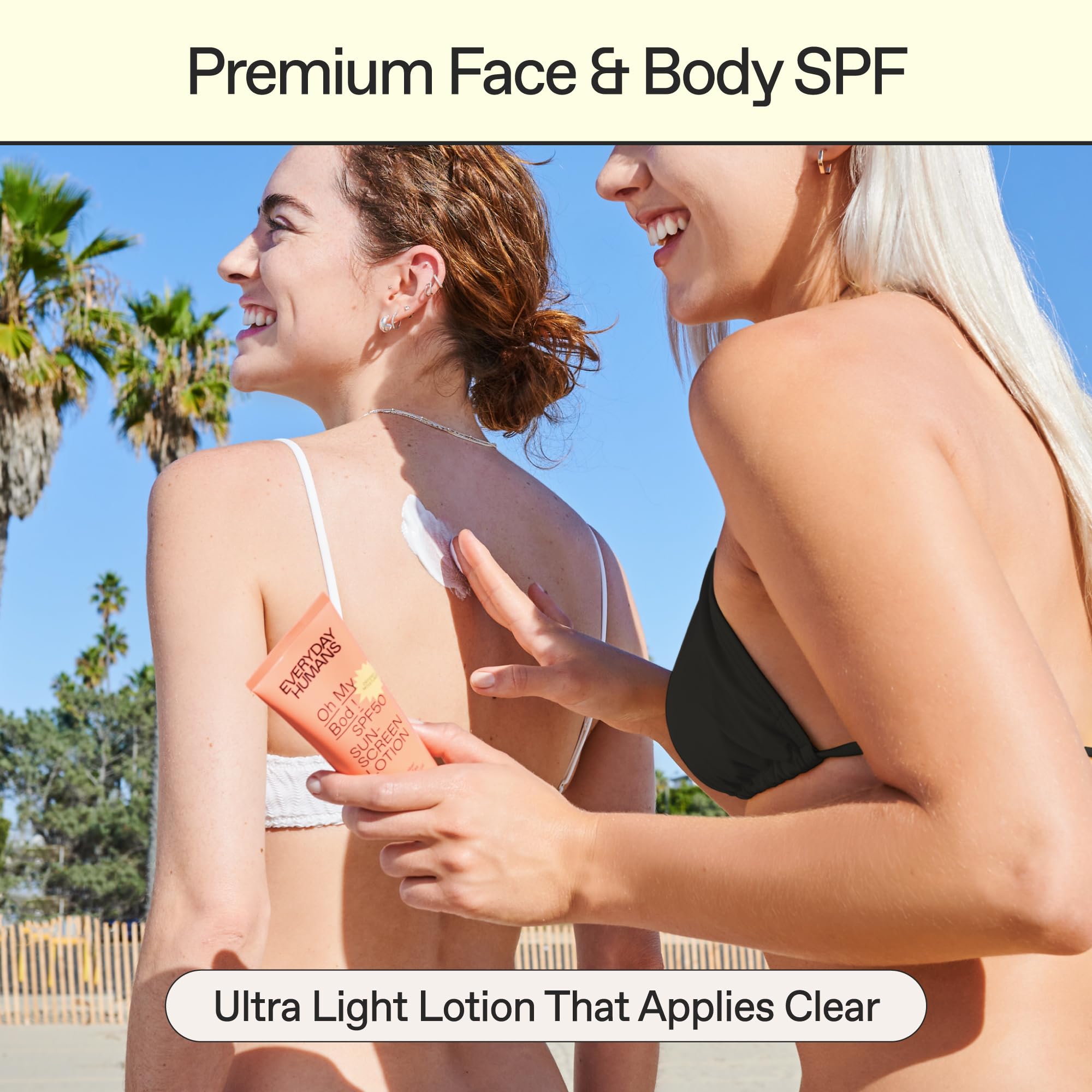 Oh My Bod SPF50 – texture légère pénètre vite sans trace blanche.
