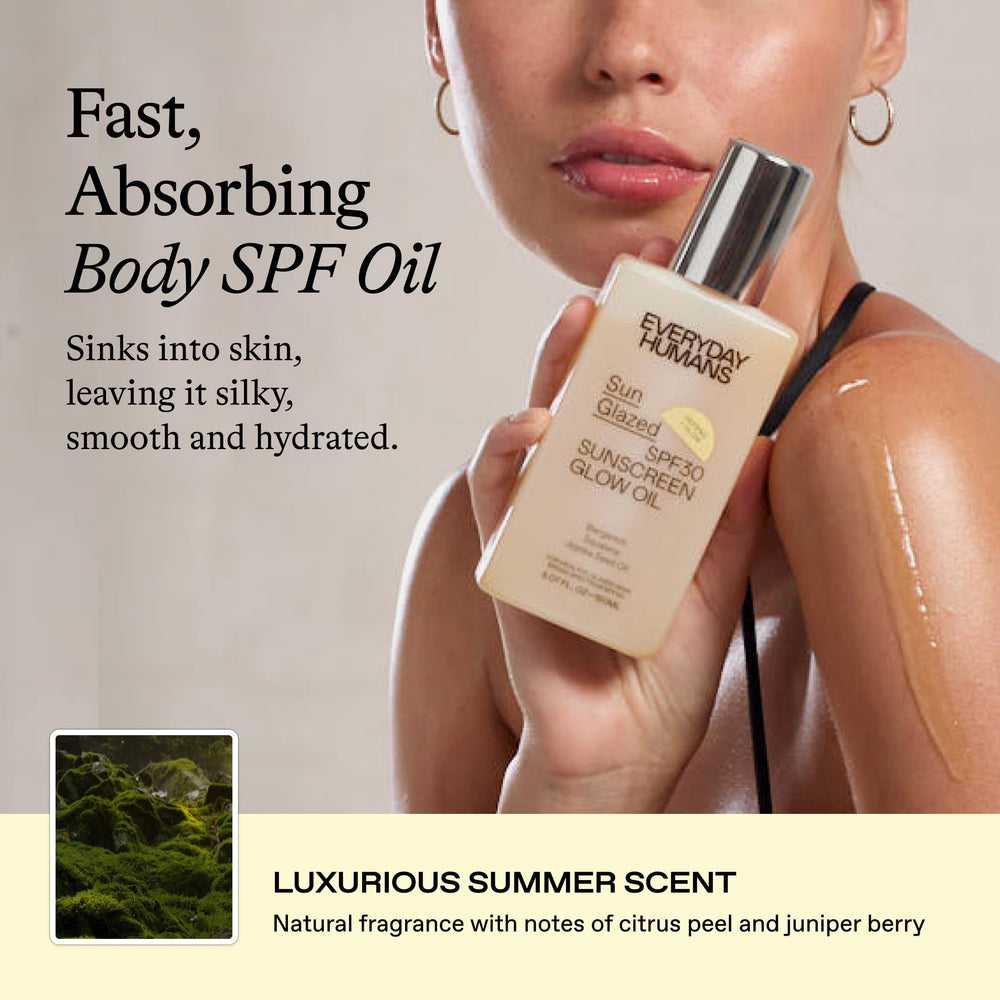 Everyday Humans Sun Glazed Bergamot oil ingredient showcases hydrating formula.