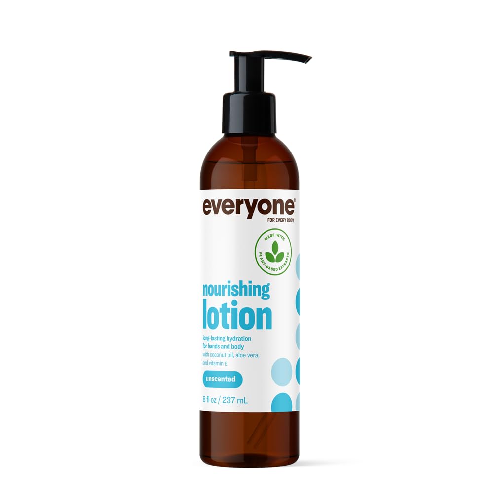 Lotion nourrissante sans parfum Everyone, bouteille 8 oz, hydratation douce et durable.