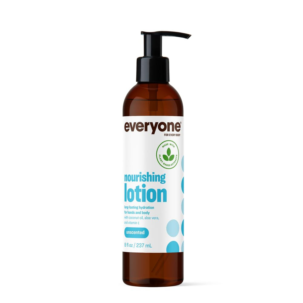 Lotion nourrissante sans parfum Everyone, bouteille 8 oz, hydratation douce et durable.