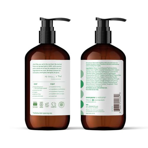 Mousse généreuse sur les mains grâce aux huiles essentielles menthe et citronnelle.