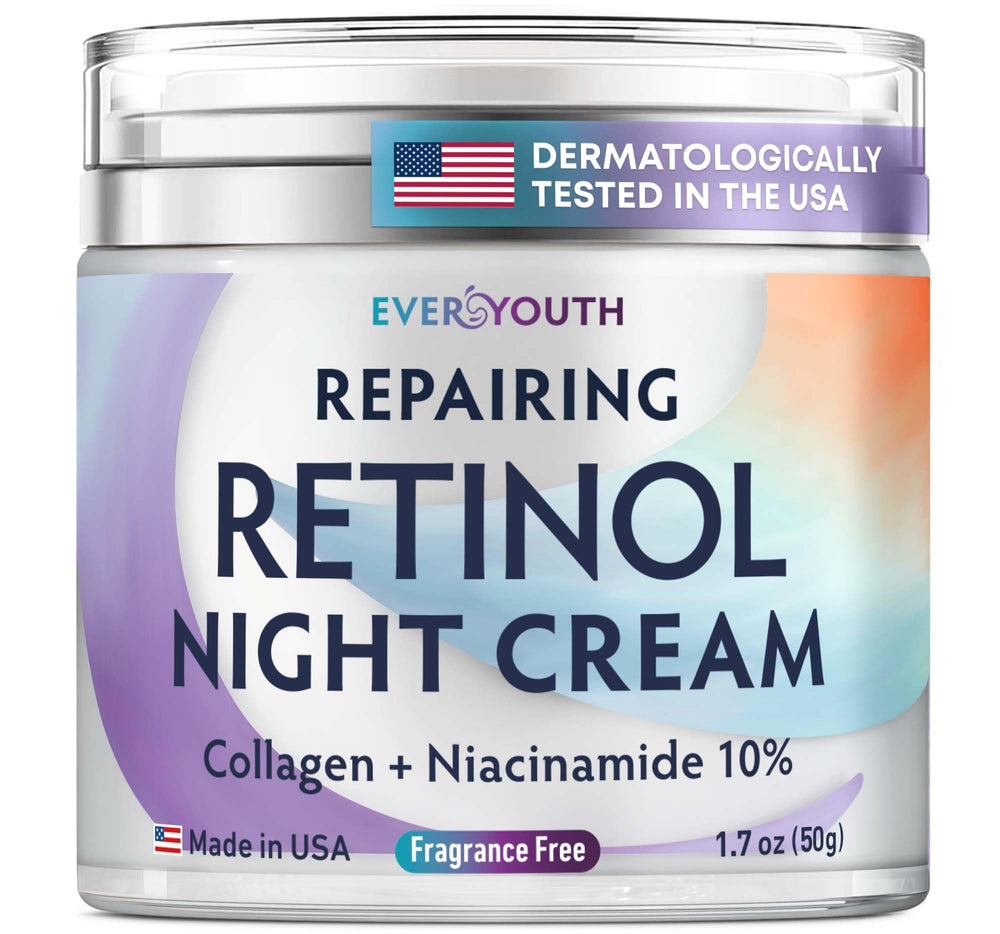 Everyouth crème nuit visage retinol flacon: emballage soigné et soin profond.