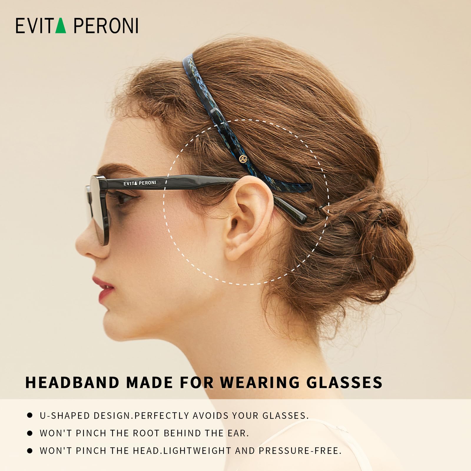 Evita Peroni, bande-cheveux, idéal pour maquillage et soin du visage.