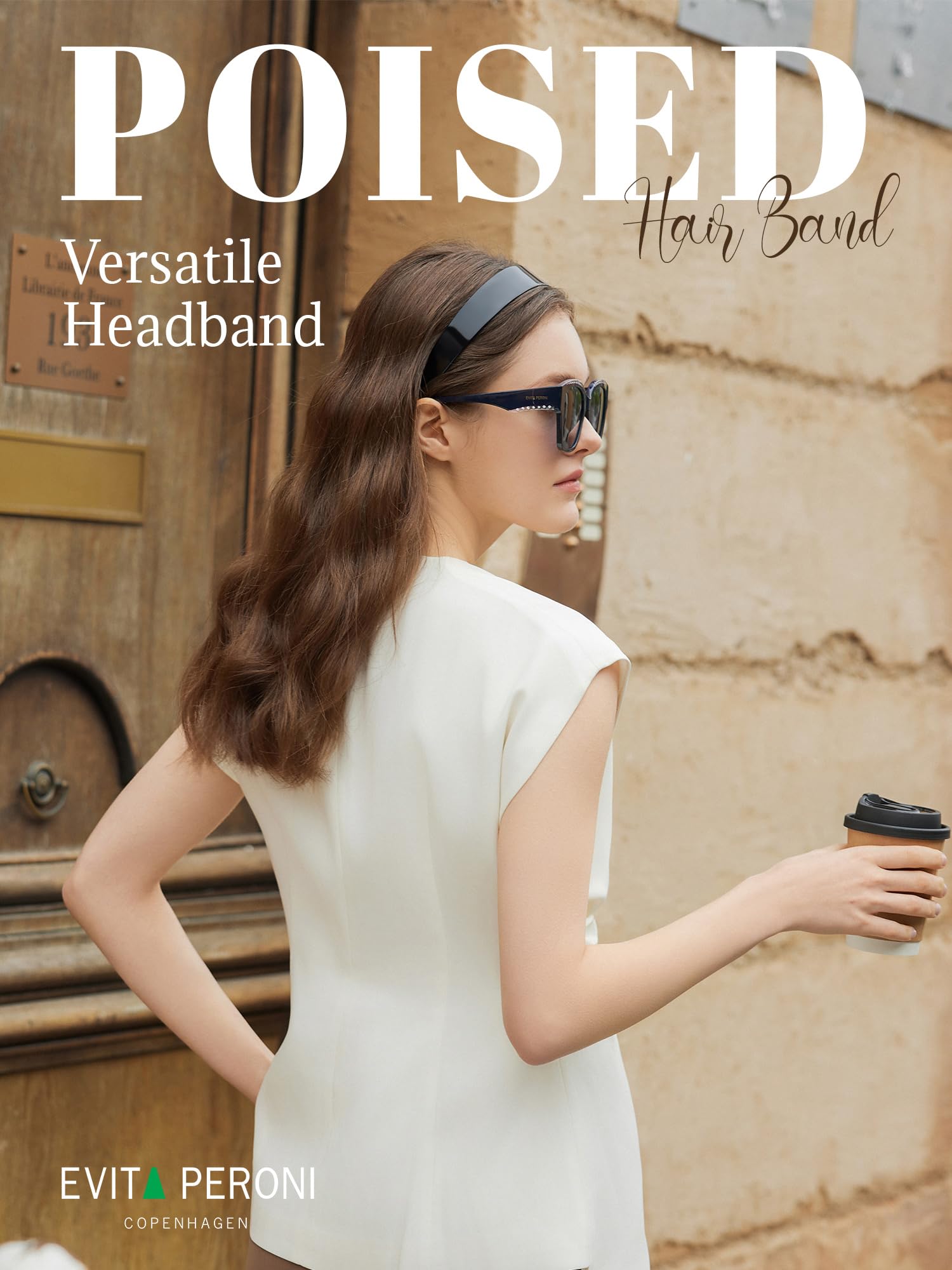 EVITA PERONI bandeau acétate noir fini brillant et douceur pour cheveux en mouvement