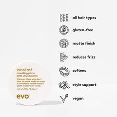 Définition précise sur cheveux moyens avec EVO Casual Act Pâte.