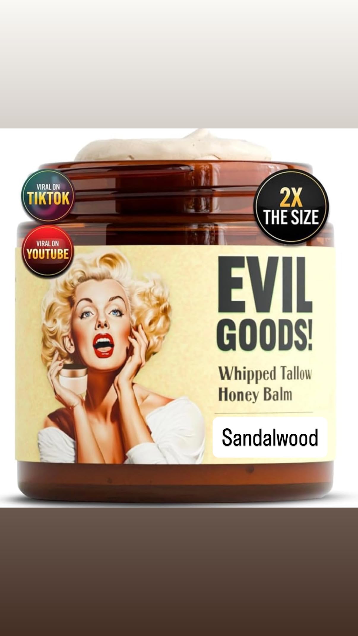 EVO GOOD! Pot ambré avec couvercle doré, hydratation riche pour la peau.