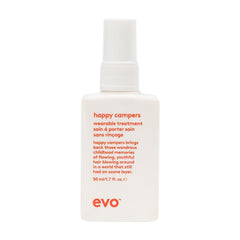Soin EVO Happy Campers en bouteille et emballage compact, idéal pour voyager.