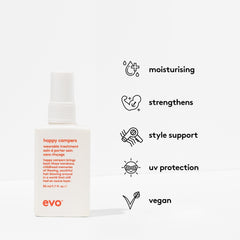 Application en spray EVO Happy Campers, prise en main rapide pour cheveux propres.