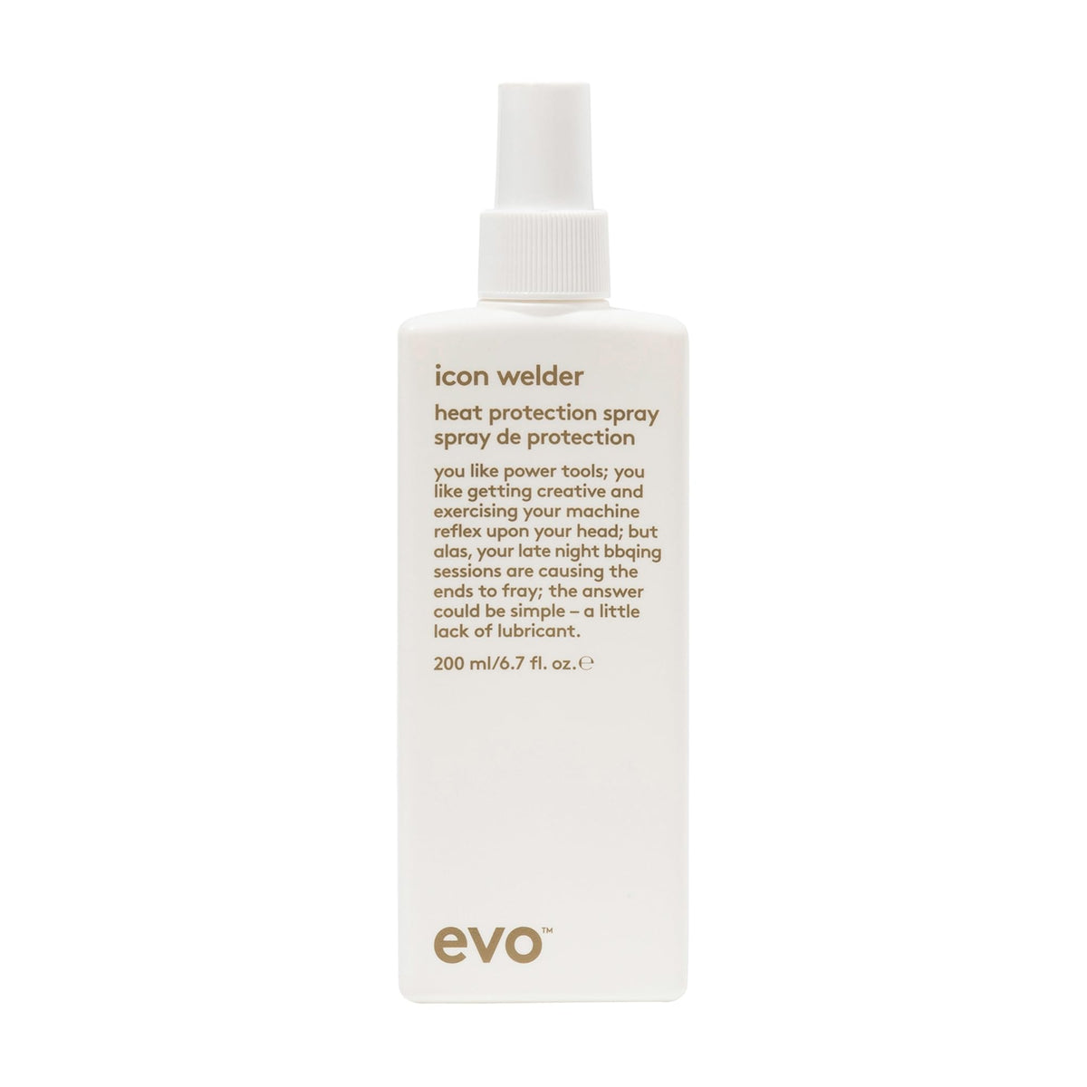 EVO Icon Welder : protection chaleur et UV sur la bouteille pour cheveux protégés.