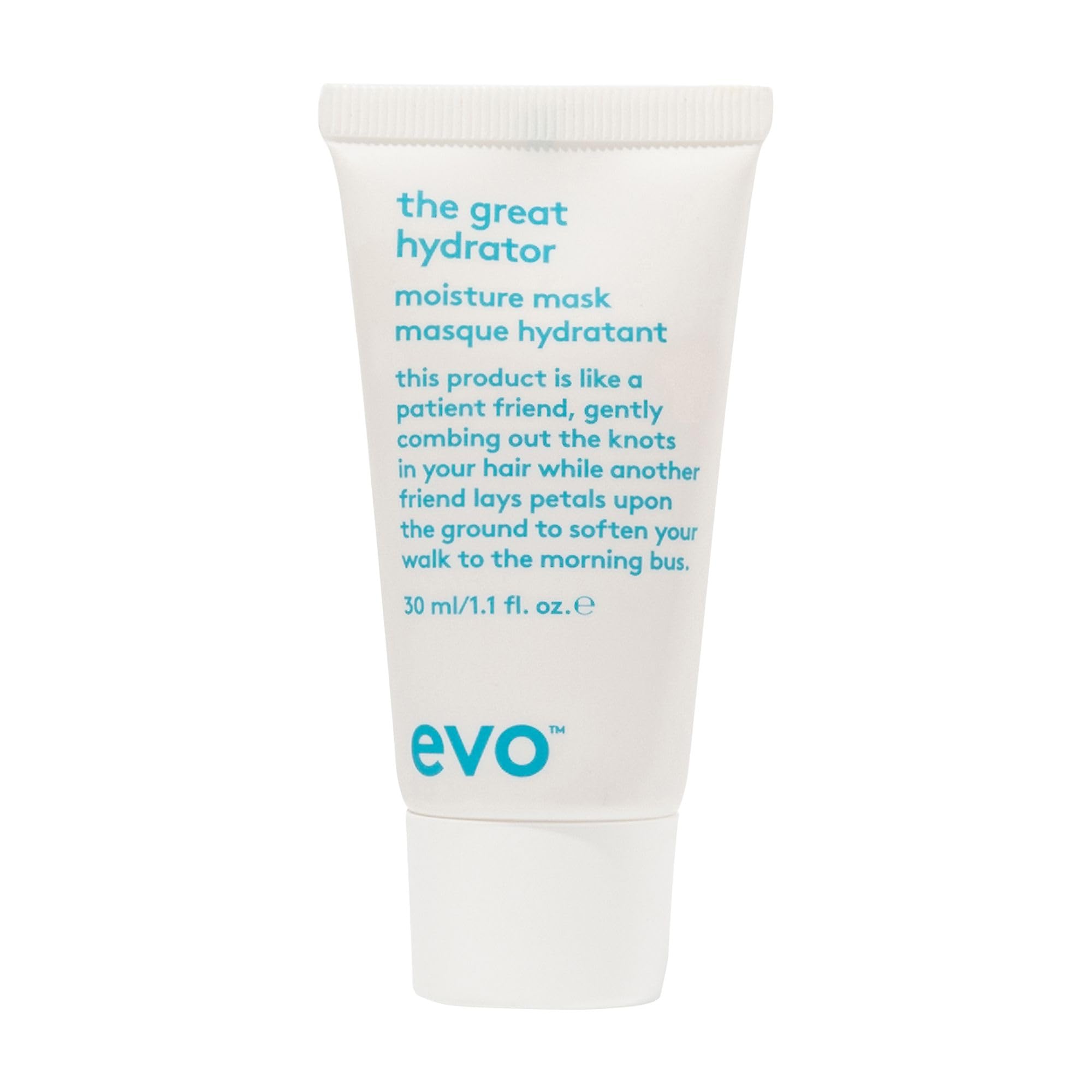EVO Le Grand Hydrateur masque format voyage, soin hydratant pour cheveux secs pendant les déplacements.