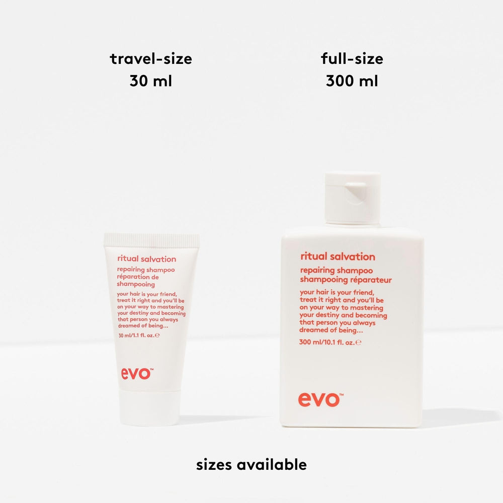 Avant-après EVO Ritual Salvation affichant une chevelure plus lisse.