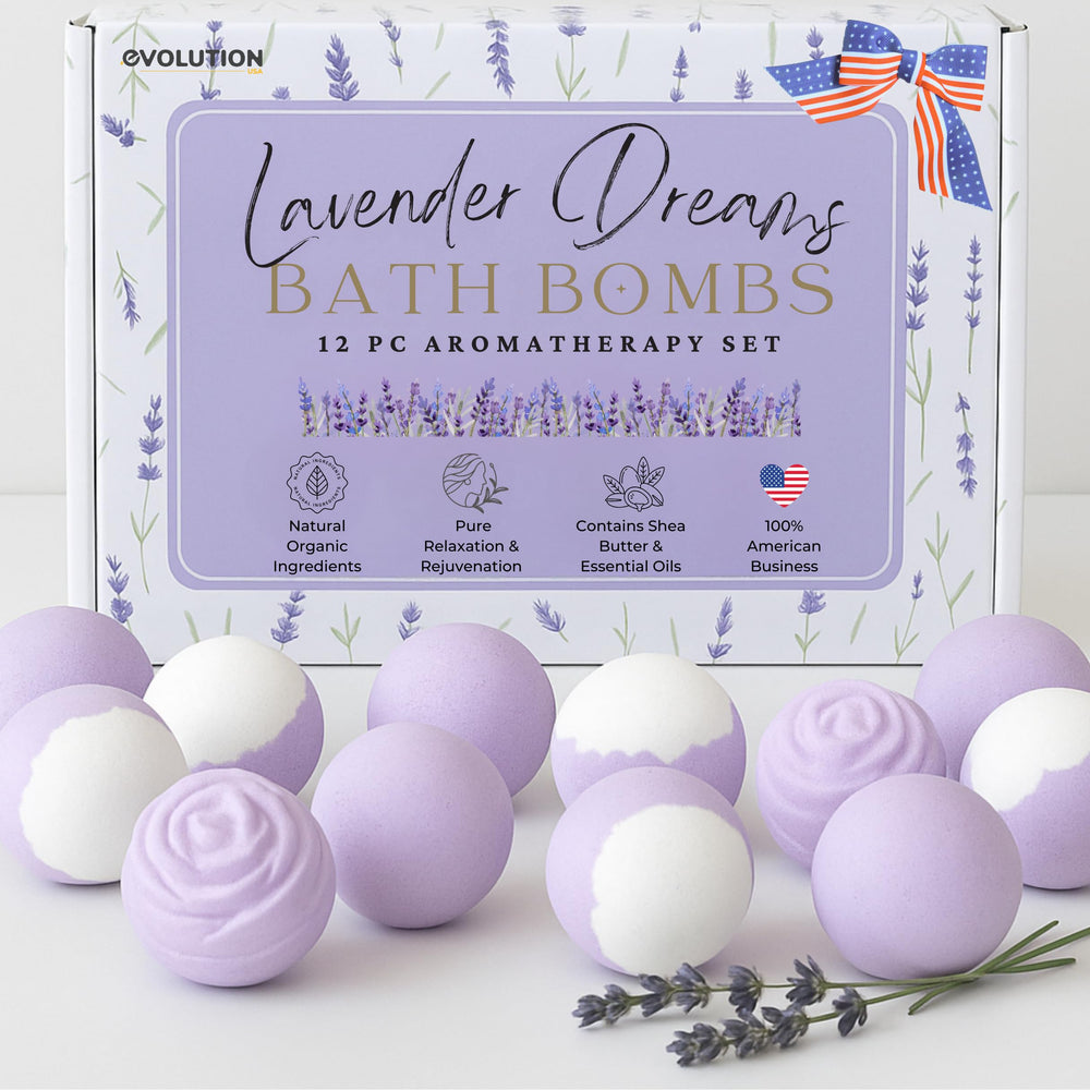Bombes de bain EvolutionUSA Lavande Rêves, effervescence apaisante pour un moment spa à domicile.