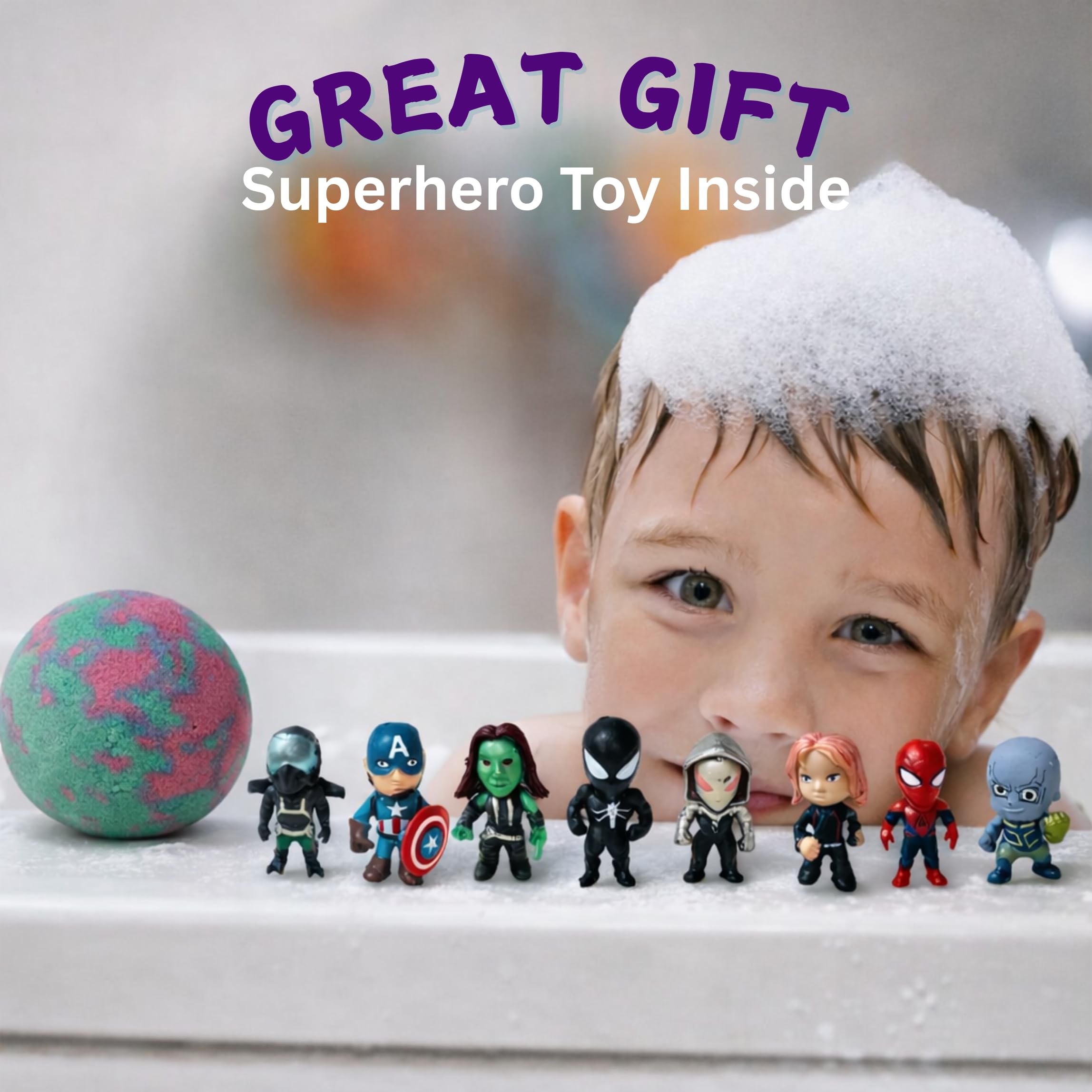 ÉvolutionUSA boules bain figurines-super-heros — surprises qui stimulent l’imagination