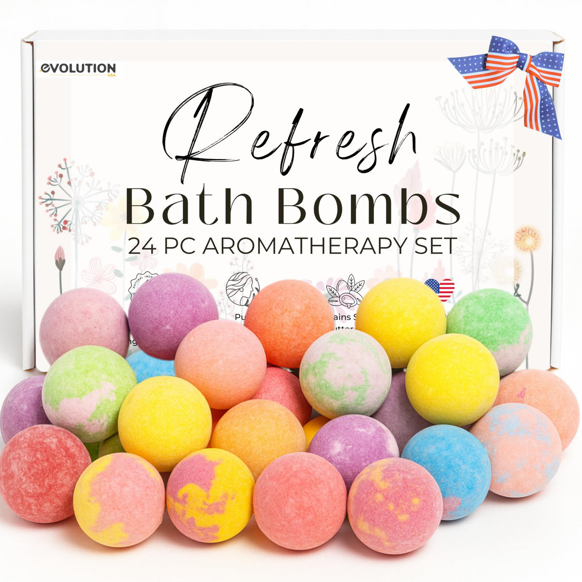 EvolutionUSA Refresh : boules-bain miniatures, coloris vibrants pour une expérience sensorielle.